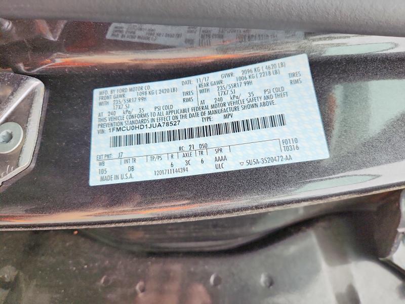 Продаж на аукціоні авто 2018 Ford Escape, vin: 1FMCU0HD1JUA78527, номер лоту: 57414586