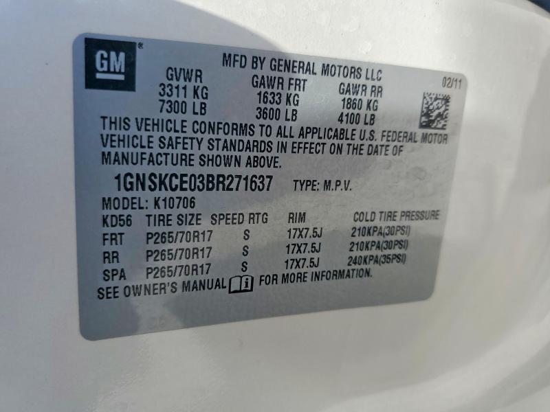 Продаж на аукціоні авто 2011 Chevrolet Tahoe, vin: 1GNSKCE03BR271637, номер лоту: 56184026