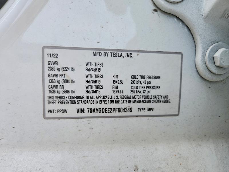 2023 Tesla Model Y მანქანა იყიდება აუქციონზე, vin: 7SAYGDEE2PF604349, აუქციონის ნომერი: 55738056