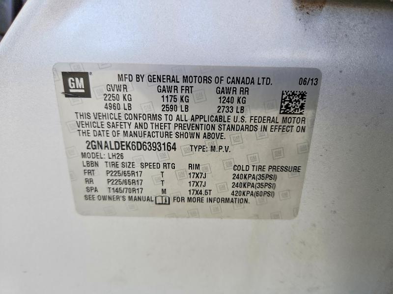 Aukcja sprzedaży 2013 Chevrolet Equinox, vin: 2GNALDEK6D6393164, numer aukcji: 56819096