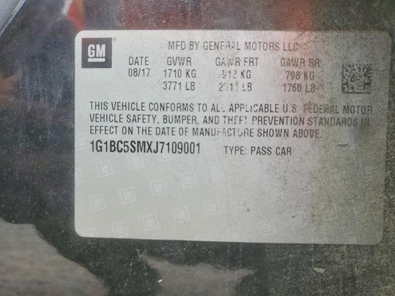 2018 Chevrolet Cruz მანქანა იყიდება აუქციონზე, vin: 1G1BC5SMXJ7109001, აუქციონის ნომერი: 56224076