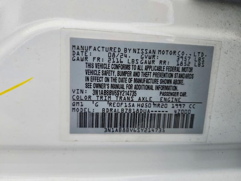 2025 Nissan Sentra მანქანა იყიდება აუქციონზე, vin: 3N1AB8BV6SY214735, აუქციონის ნომერი: 57925226