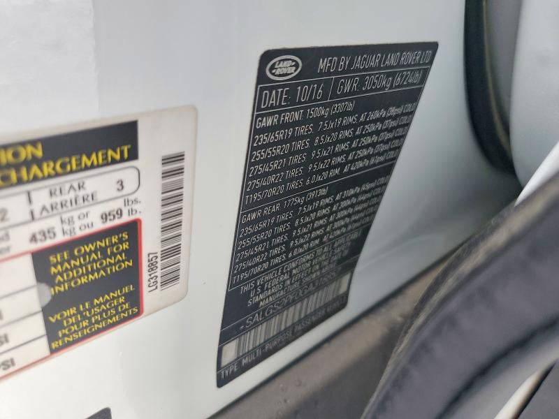 Aukcja sprzedaży 2016 Land Rover Range Rover, vin: SALGS2PF0GA318857, numer aukcji: 57322046