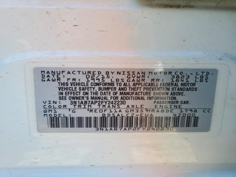 59346986 :رقم المزاد ، 3N1AB7AP2FY242230 vin ، 2015 Nissan Sentra مزاد بيع