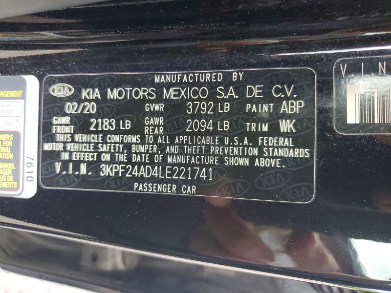 58815416 :رقم المزاد ، 3KPF24AD4LE221741 vin ، 2020 Kia Forte مزاد بيع