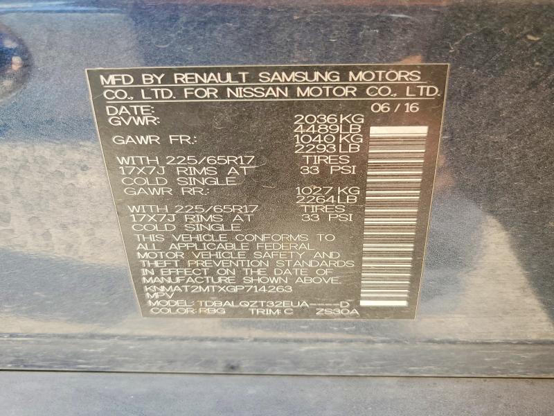 Продаж на аукціоні авто 2016 Nissan Rogue, vin: KNMAT2MTXGP714263, номер лоту: 58830806