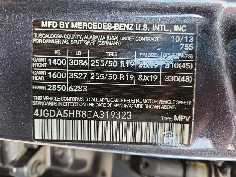 Продаж на аукціоні авто 2014 Mercedes-benz Ml, vin: 4JGDA5HB8EA319323, номер лоту: 57943636