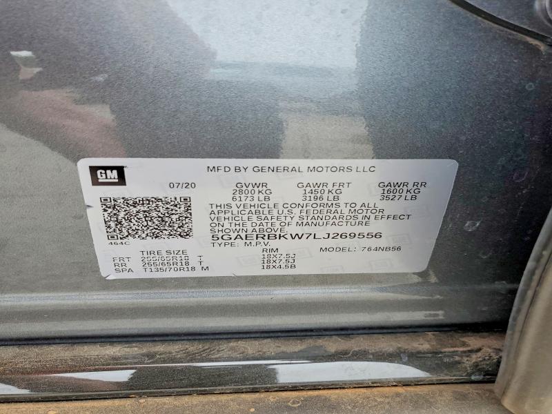 58049736 :رقم المزاد ، 5GAERBKW7LJ269556 vin ، 2020 Buick Enclave مزاد بيع