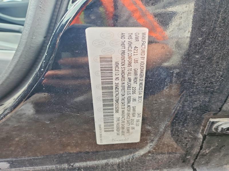 2011 Volkswagen Jetta მანქანა იყიდება აუქციონზე, vin: 3VWDX7AJ7BM315288, აუქციონის ნომერი: 55927716