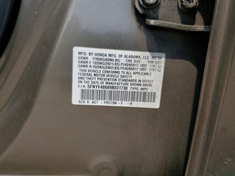Продаж на аукціоні авто 2009 Honda Pilot, vin: 5FNYF48689B031738, номер лоту: 56714926