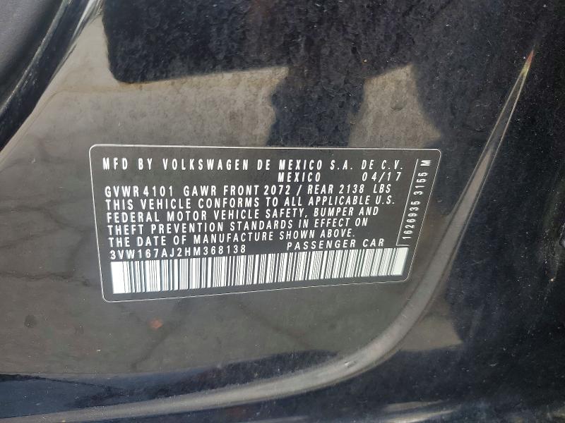 57204926 :رقم المزاد ، 3VW167AJ2HM368138 vin ، 2017 Volkswagen Jetta مزاد بيع