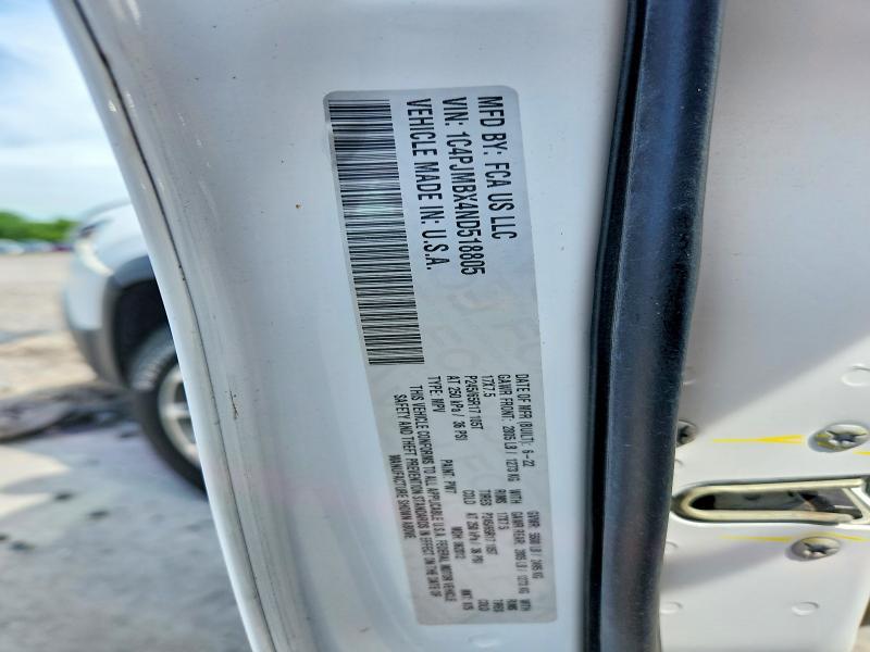 58455716 :رقم المزاد ، 1C4PJMBX4ND518805 vin ، 2022 Jeep Cherokee مزاد بيع