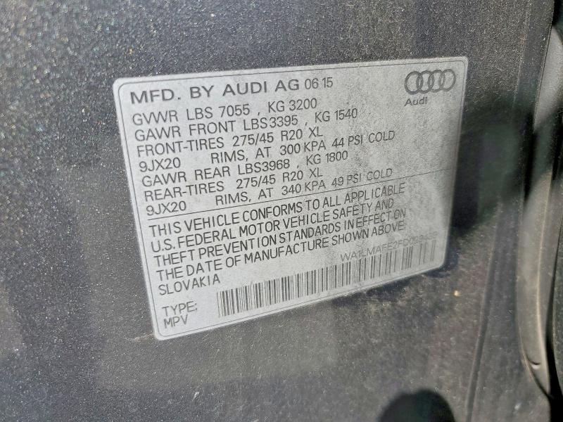 2015 Audi Q7 მანქანა იყიდება აუქციონზე, vin: WA1LMAFE2FD029439, აუქციონის ნომერი: 55627826