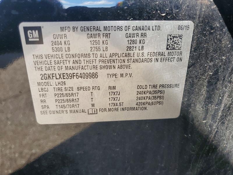 Aukcja sprzedaży 2015 Gmc Terrain, vin: 2GKFLXE39F6409986, numer aukcji: 58194466