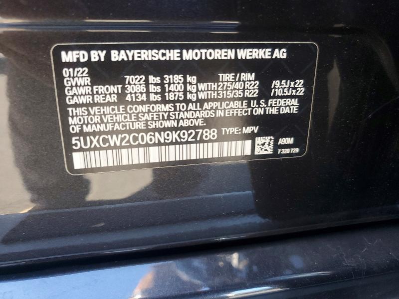 Продаж на аукціоні авто 2022 Bmw X7, vin: 5UXCW2C06N9K92788, номер лоту: 55647086
