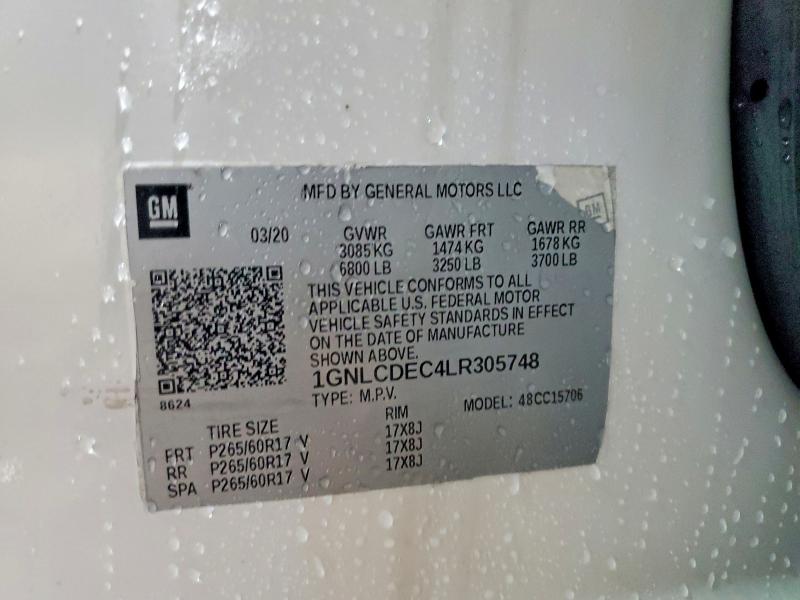 57412666 :رقم المزاد ، 1GNLCDEC4LR305748 vin ، 2020 Chevrolet Tahoe مزاد بيع