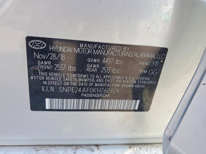 Продаж на аукціоні авто 2019 Hyundai Sonata, vin: 5NPE24AF0KH760929, номер лоту: 57112856