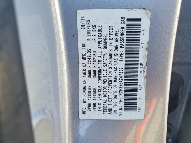 Продаж на аукціоні авто 2014 Honda Accord, vin: 1HGCR2F3XEA247237, номер лоту: 57706436