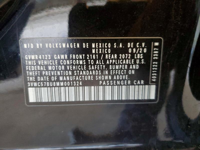 Продажа на аукционе авто 2021 Volkswagen Jetta, vin: 3VWC57BU8MM001324, номер лота: 55906706