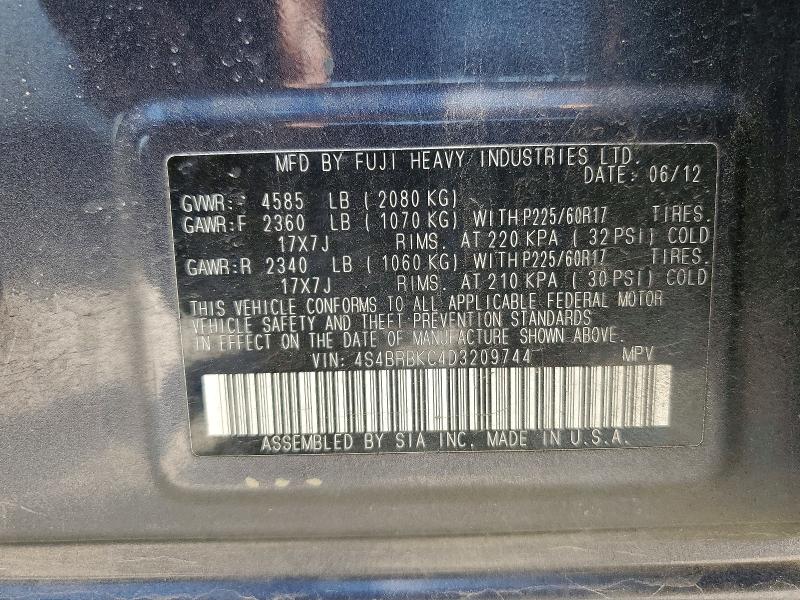 Aukcja sprzedaży 2013 Subaru Outback, vin: 4S4BRBKC4D3209744, numer aukcji: 56065676