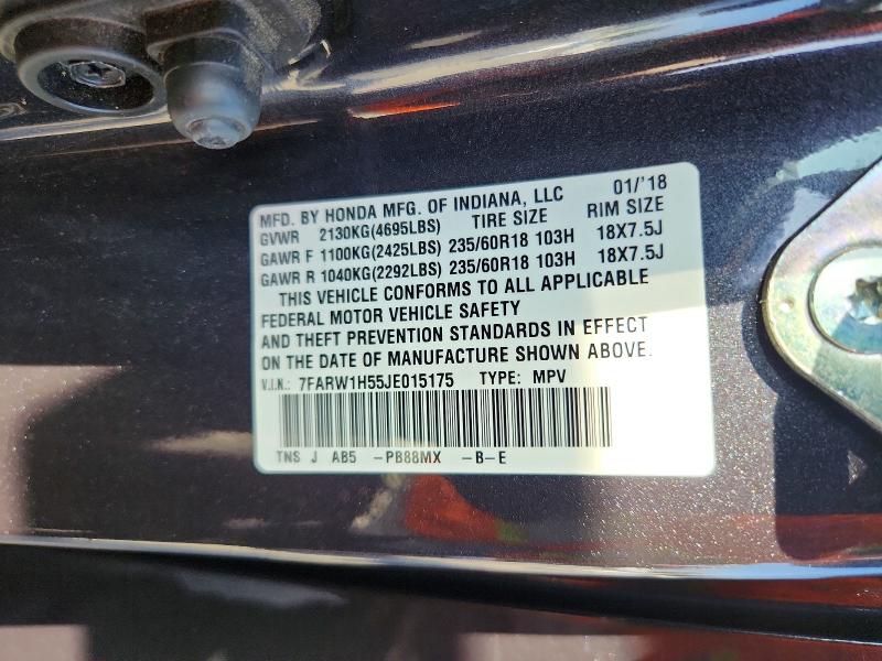 57868886 :رقم المزاد ، 7FARW1H55JE015175 vin ، 2018 Honda Cr-v مزاد بيع