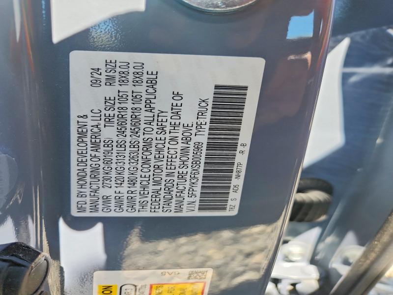 56523106 :رقم المزاد ، 5FPYK3F6XSB005969 vin ، 2025 Honda Ridgeline مزاد بيع