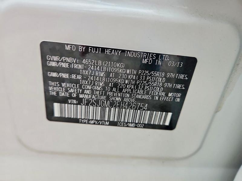 Продажа на аукционе авто 2014 Subaru Forester, vin: JF2SJGMC2EH426754, номер лота: 57573896