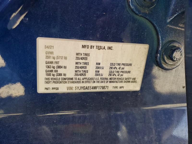 Aukcja sprzedaży 2021 Tesla Model Y, vin: 5YJYGAEE4MF179871, numer aukcji: 55542566
