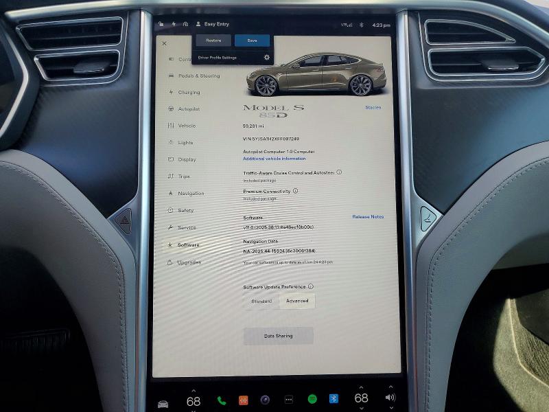 Aukcja sprzedaży 2015 Tesla Model S, vin: 5YJSA1H2XFF097249, numer aukcji: 58601556