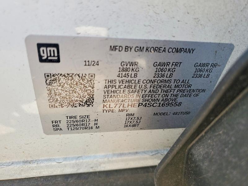 2025 Chevrolet Trax მანქანა იყიდება აუქციონზე, vin: KL77LHEP4SC169558, აუქციონის ნომერი: 55403316