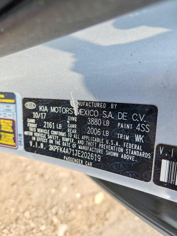 Продажа на аукционе авто 2018 Kia Forte, vin: 3KPFK4A71JE202619, номер лота: 58236496