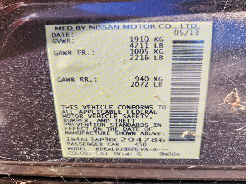 Aukcja sprzedaży 2013 Nissan Altima, vin: 1N4AL3AP3DC294786, numer aukcji: 56043726