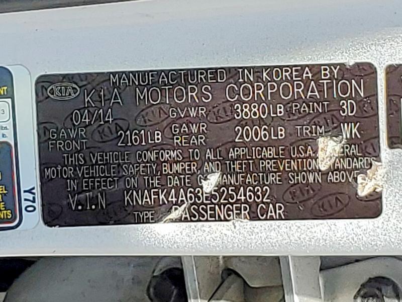 2014 Kia Forte მანქანა იყიდება აუქციონზე, vin: KNAFK4A63E5254632, აუქციონის ნომერი: 56286486