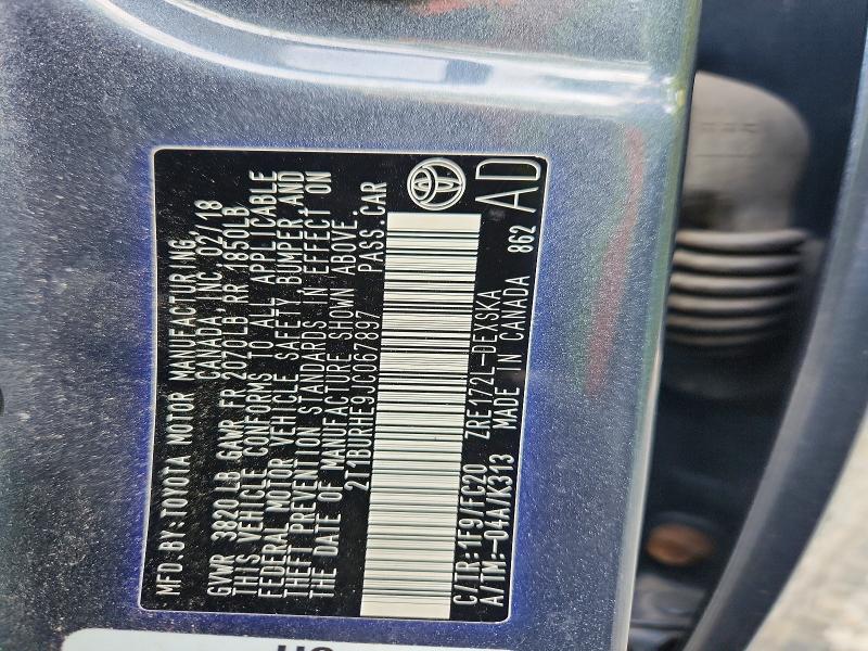 57550696 :رقم المزاد ، 2T1BURHE9JC067897 vin ، 2018 Toyota Corolla مزاد بيع