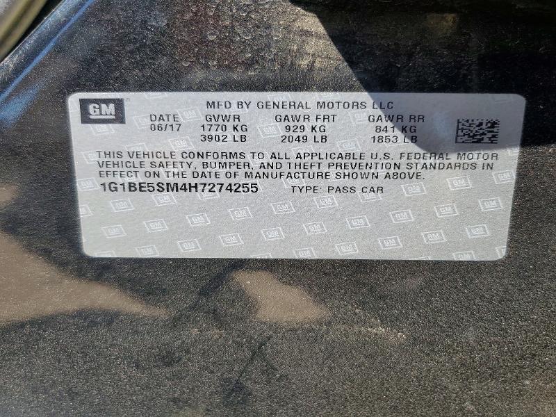 57427146 :رقم المزاد ، 1G1BE5SM4H7274255 vin ، 2017 Chevrolet Cruze مزاد بيع