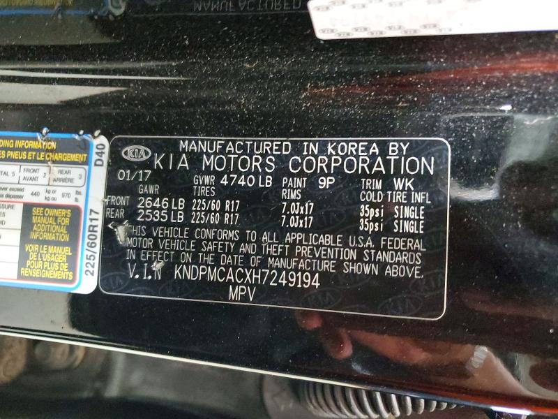 Aukcja sprzedaży 2017 Kia Sportage, vin: KNDPMCACXH7249194, numer aukcji: 57992926