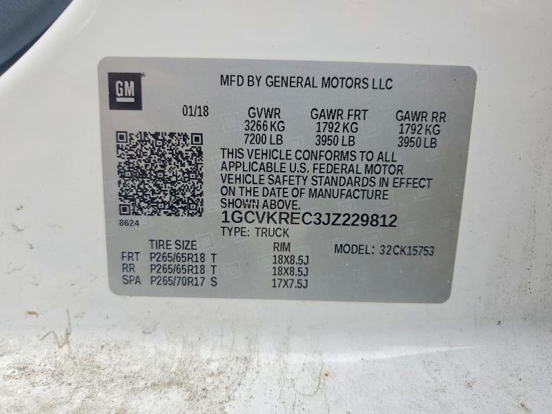 Продажа на аукционе авто 2018 Chevrolet Silverado, vin: 1GCVKREC3JZ229812, номер лота: 57141976
