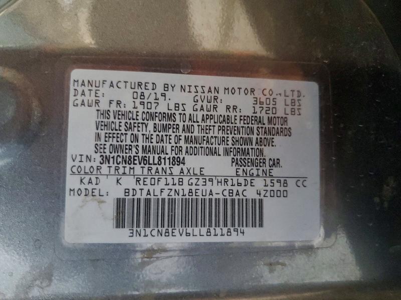 Продаж на аукціоні авто 2020 Nissan Versa, vin: 3N1CN8EV6LL811894, номер лоту: 57864336