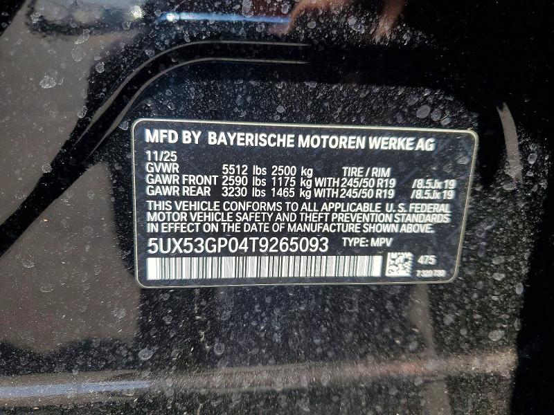 Продаж на аукціоні авто 2026 Bmw X3, vin: 5UX53GP04T9265093, номер лоту: 58757176