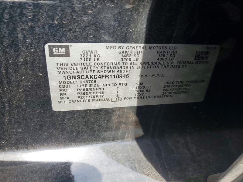 2015 Chevrolet Tahoe მანქანა იყიდება აუქციონზე, vin: 1GNSCAKC4FR110946, აუქციონის ნომერი: 85966875