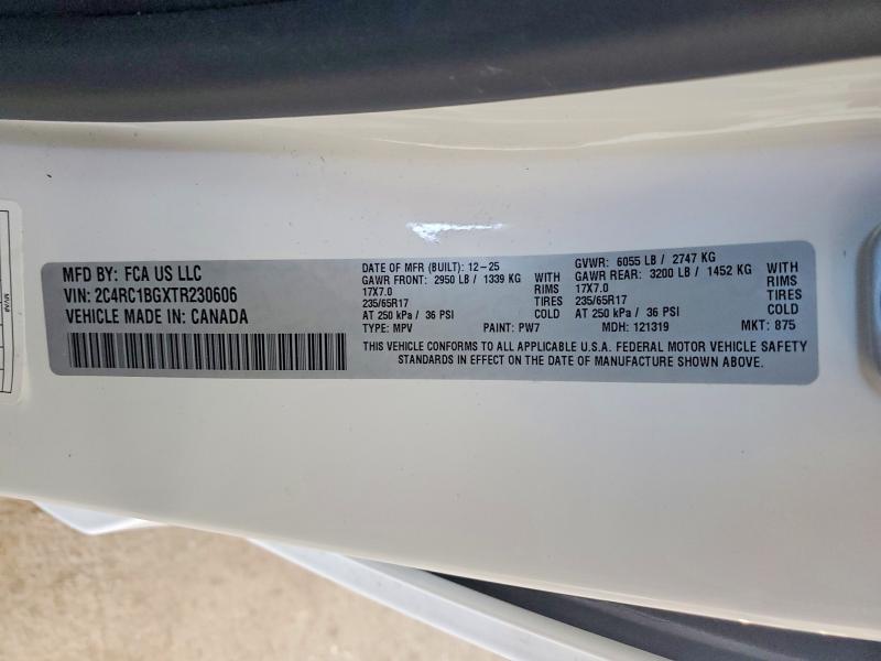 Продажа на аукционе авто 2026 Chrysler Pacifica, vin: 2C4RC1BGXTR230606, номер лота: 56158536