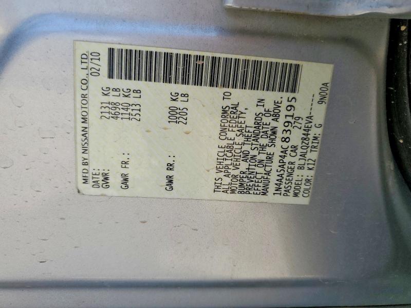 Aukcja sprzedaży 2010 Nissan Maxium, vin: 1N4AA5AP4AC839195, numer aukcji: 58132796
