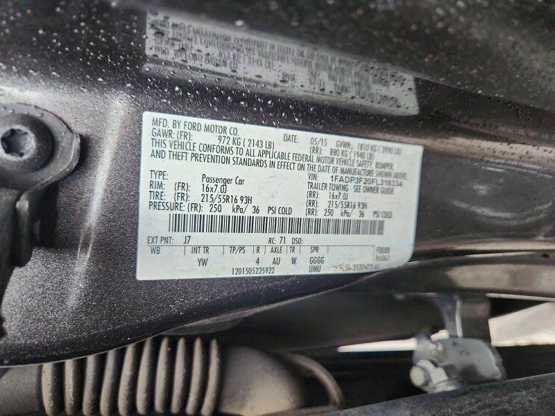 2015 Ford Focus მანქანა იყიდება აუქციონზე, vin: 1FADP3F20FL318334, აუქციონის ნომერი: 56434316