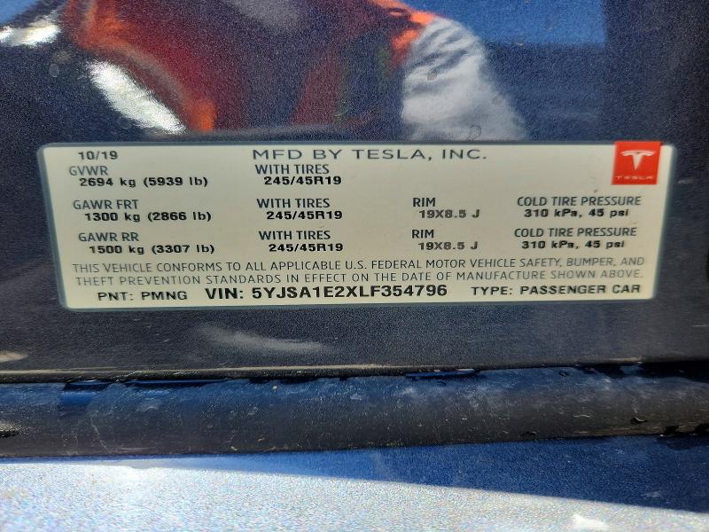 Aukcja sprzedaży 2020 Tesla Model S, vin: 5YJSA1E2XLF354796, numer aukcji: 55692436