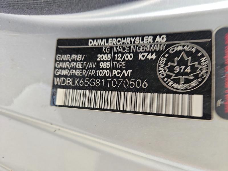 Продажа на аукционе авто 2001 Mercedes-benz Clk, vin: WDBLK65G81T070506, номер лота: 55647526