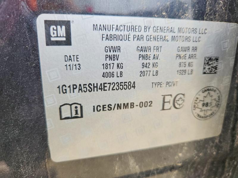 Продаж на аукціоні авто 2014 Chevrolet Cruze, vin: 1G1PA5SH4E7235584, номер лоту: 58715706