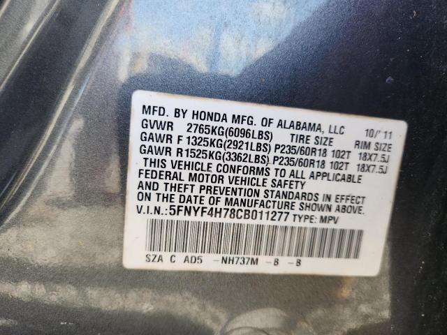 2012 Honda Pilot მანქანა იყიდება აუქციონზე, vin: 5FNYF4H78CB011277, აუქციონის ნომერი: 56637796