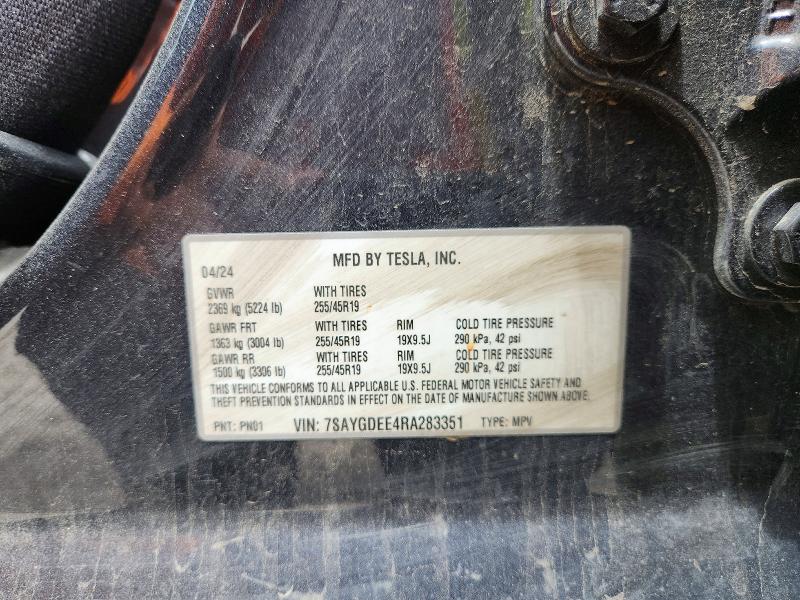 Aukcja sprzedaży 2024 Tesla Model Y, vin: 7SAYGDEE4RA283351, numer aukcji: 55974846