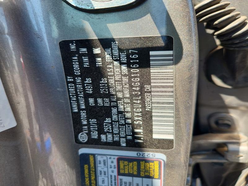 Aukcja sprzedaży 2016 Kia Optima, vin: 5XXGU4L34GG106167, numer aukcji: 55498526