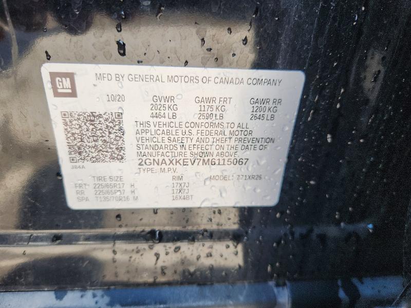 Продажа на аукционе авто 2021 Chevrolet Equinox, vin: 2GNAXKEV7M6115067, номер лота: 55623636